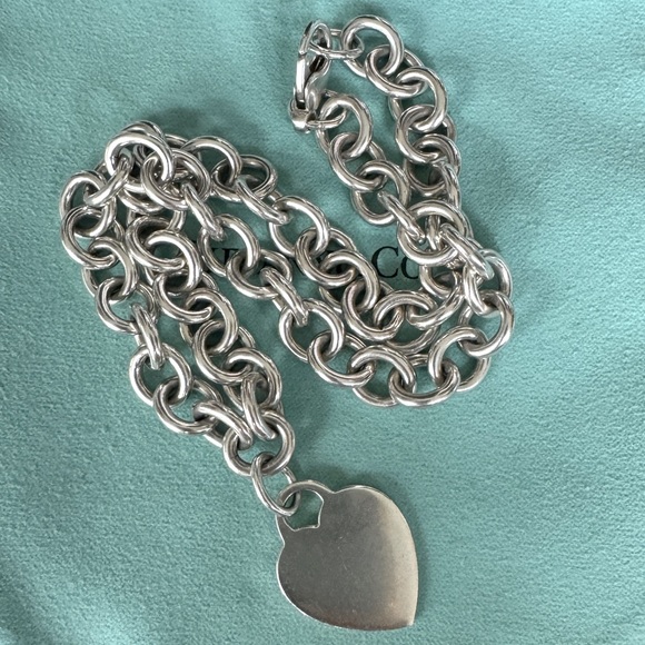 Tiffany & Co. .925 Engravable  Heart Tag Choker 16" - Picture 5 of 16
